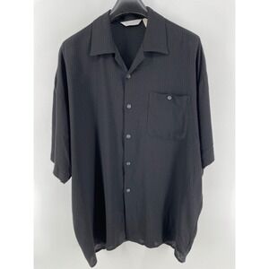 Vintage Jay Y. Ka Couture Button Down Camp Shirt Mens XXL Black Textured USA